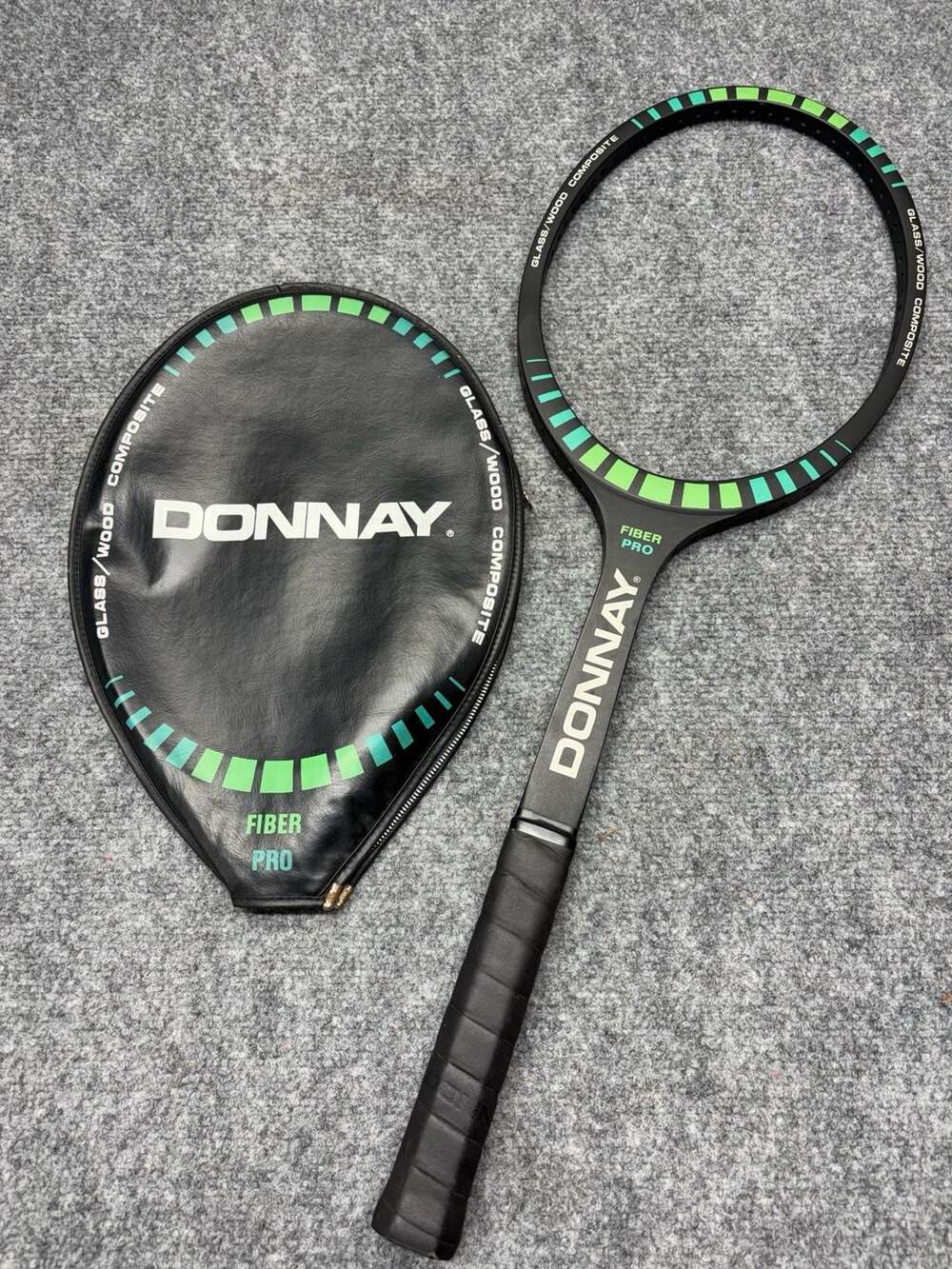 Vintage NOS Donnay Fiber Pro Glass Wood Composite Tennis Racquet with Cover NEW
